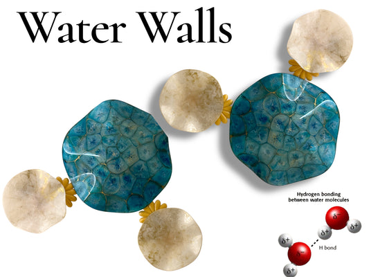Water Walls H20 are sculptural wall art modules  39”x39”