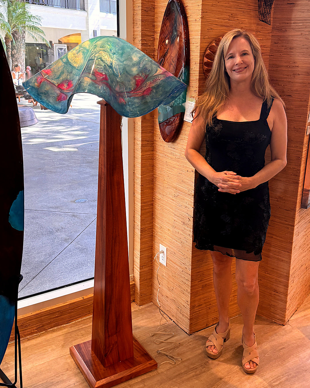 "Pua Hihia" sculptural lighted art lampshade by Julie Scheyer